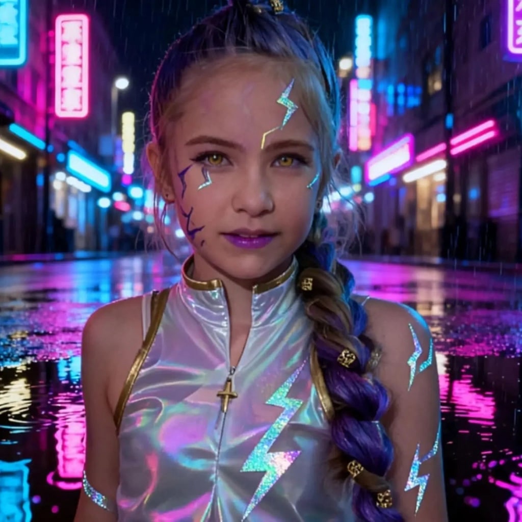 Halloween Temporary Tattoos Rub on Custom Removable with Holographic Lightning Bolt Iridescent