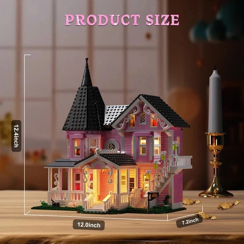 Halloween Tiny House Living Building Block Set with LED Lights for Children's Creative Play