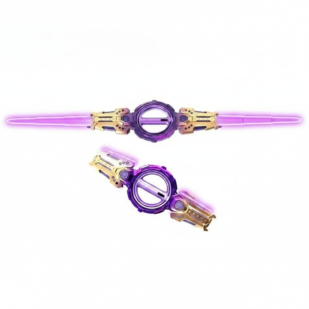 Halloween Toy Sword Light Up Double Ended with Extendable LED Blades and Spinning Handle
