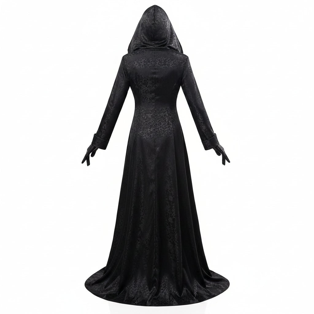 Halloween Vampire Costume Gothic Dress Outfit with Hood Choker