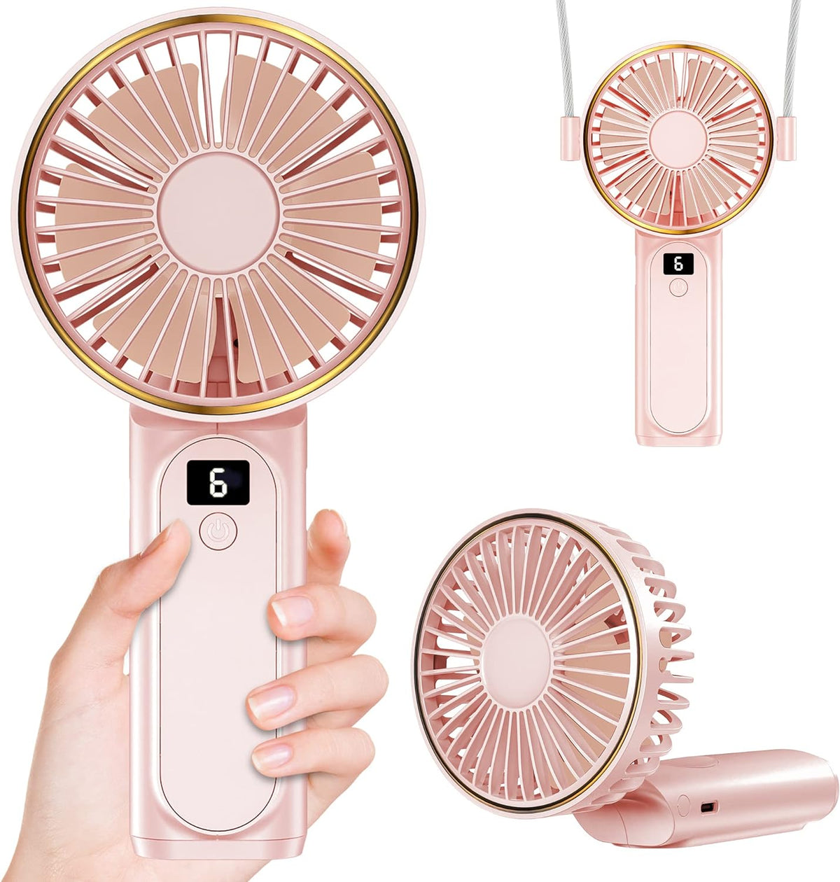 Pro Dual Handheld Silent Fan w/ Powerbank
