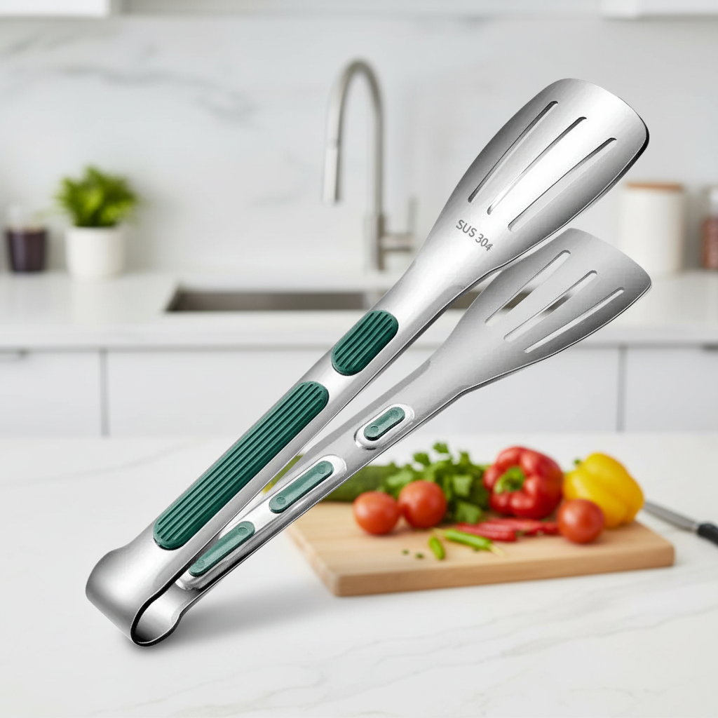 HandyTongs – Non-slip stainless steel tongs for meat, salad & bread