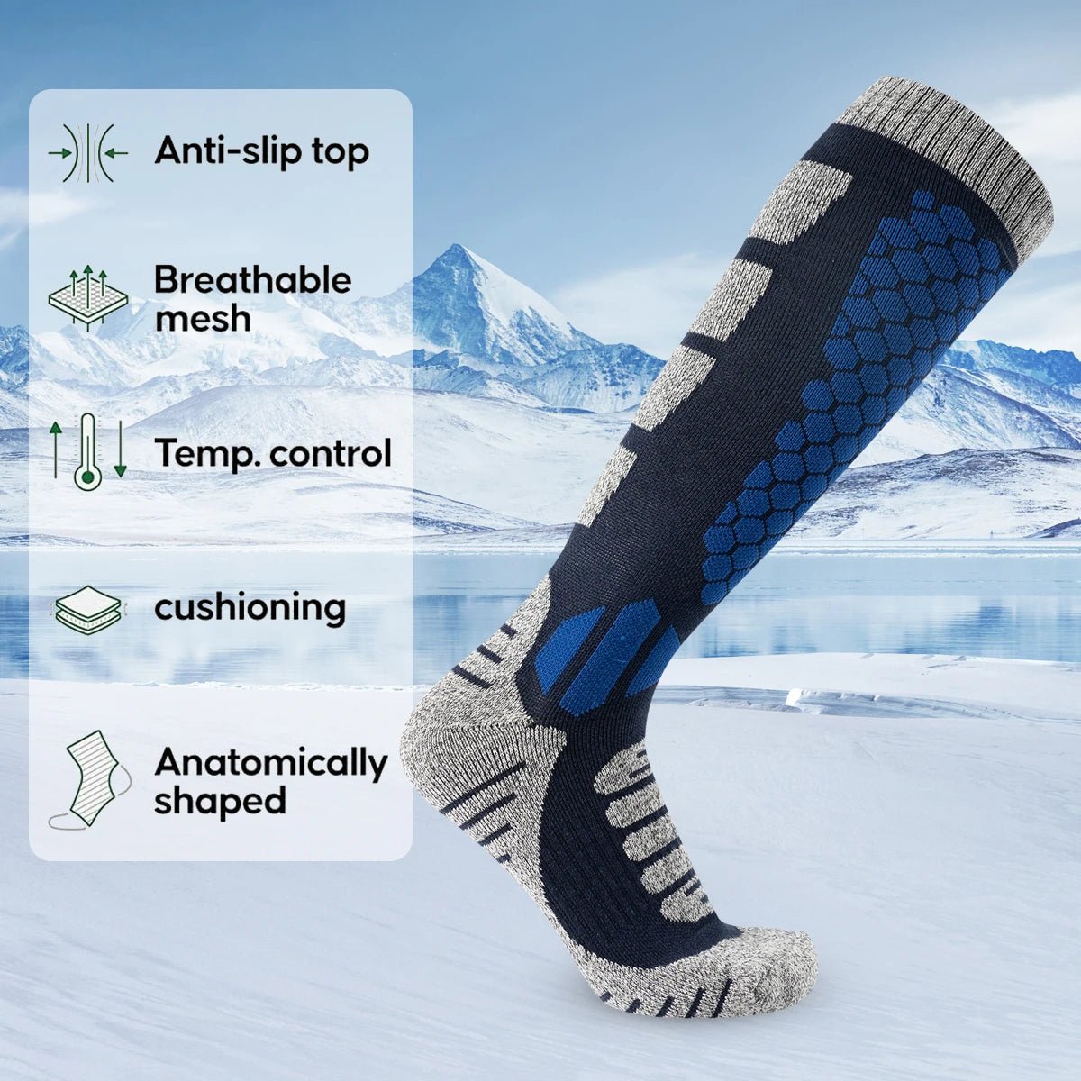 HIKEFROST – Wool Thermal Socks for Skiing and Hiking, Unisex Long Tube Design
