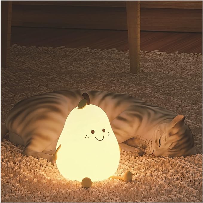 KAWAII Pear-Shaped Night Light | Soft Glow LED Lamp for Kids' Rooms