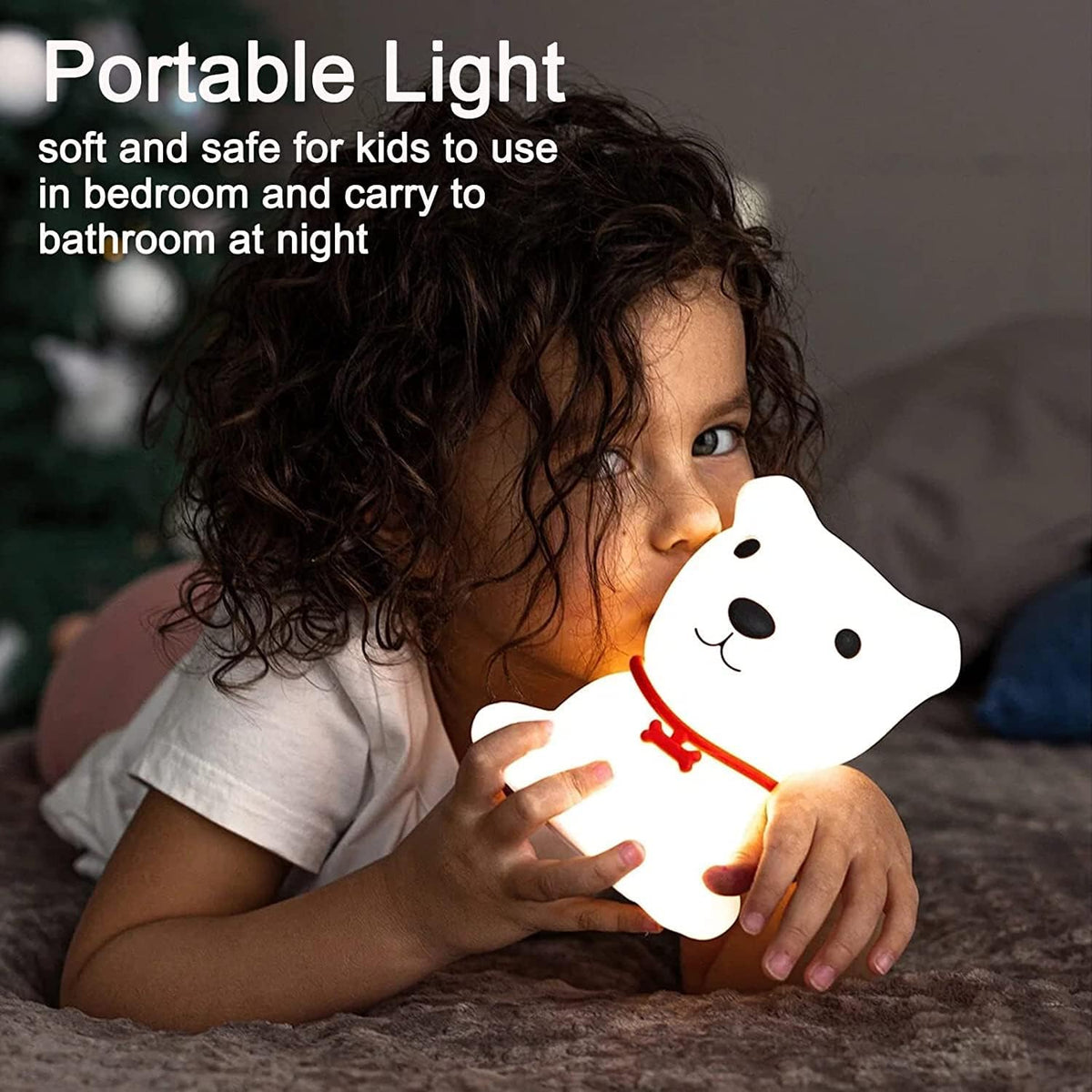 Silicone Dog Night Lamp | Soft LED Rechargeable Night Light for Kids