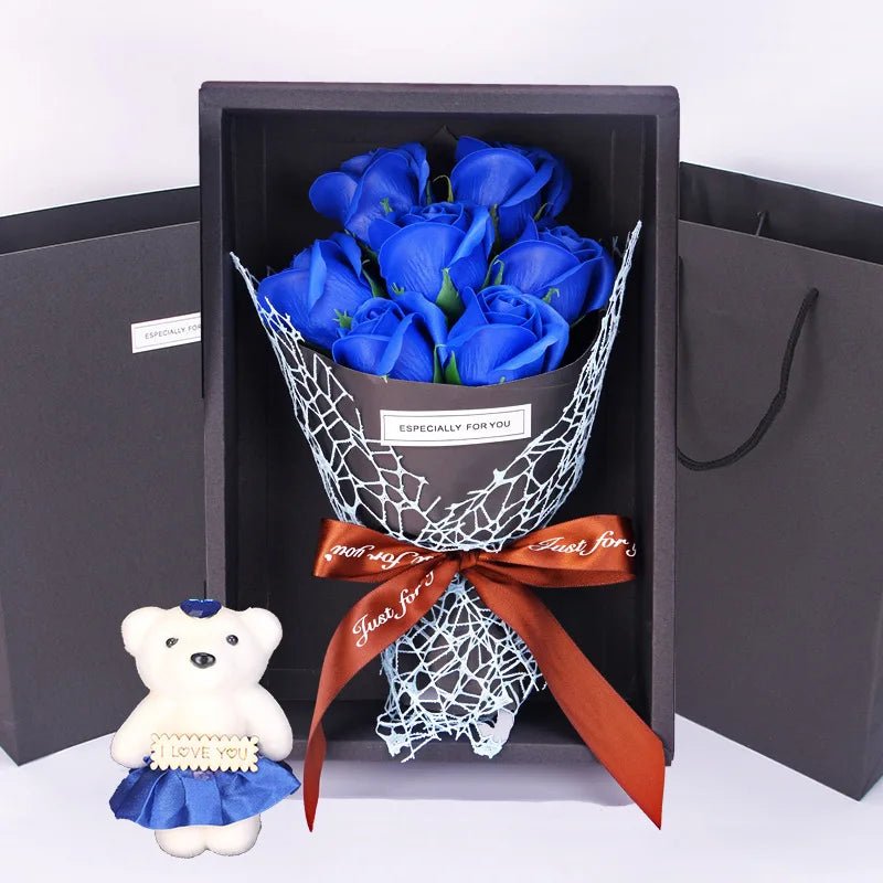 HOMEBLOOM – 7 Heads Rose Artificial Bouquet Flower for Valentine’s Day and Interior Decor