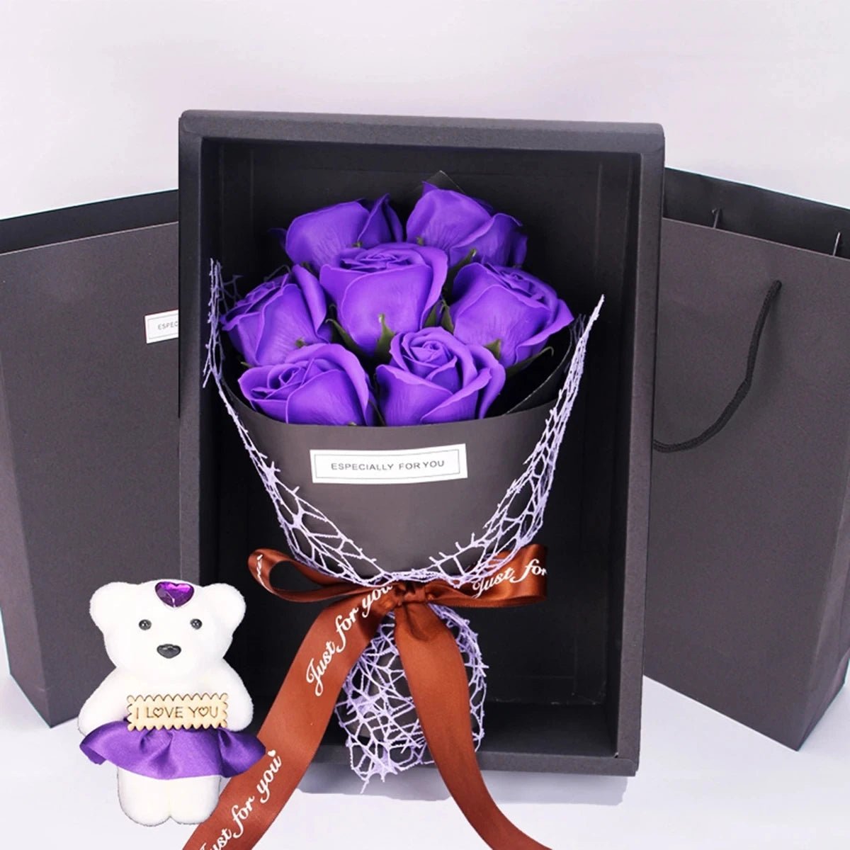 HOMEBLOOM – 7 Heads Rose Artificial Bouquet Flower for Valentine’s Day and Interior Decor