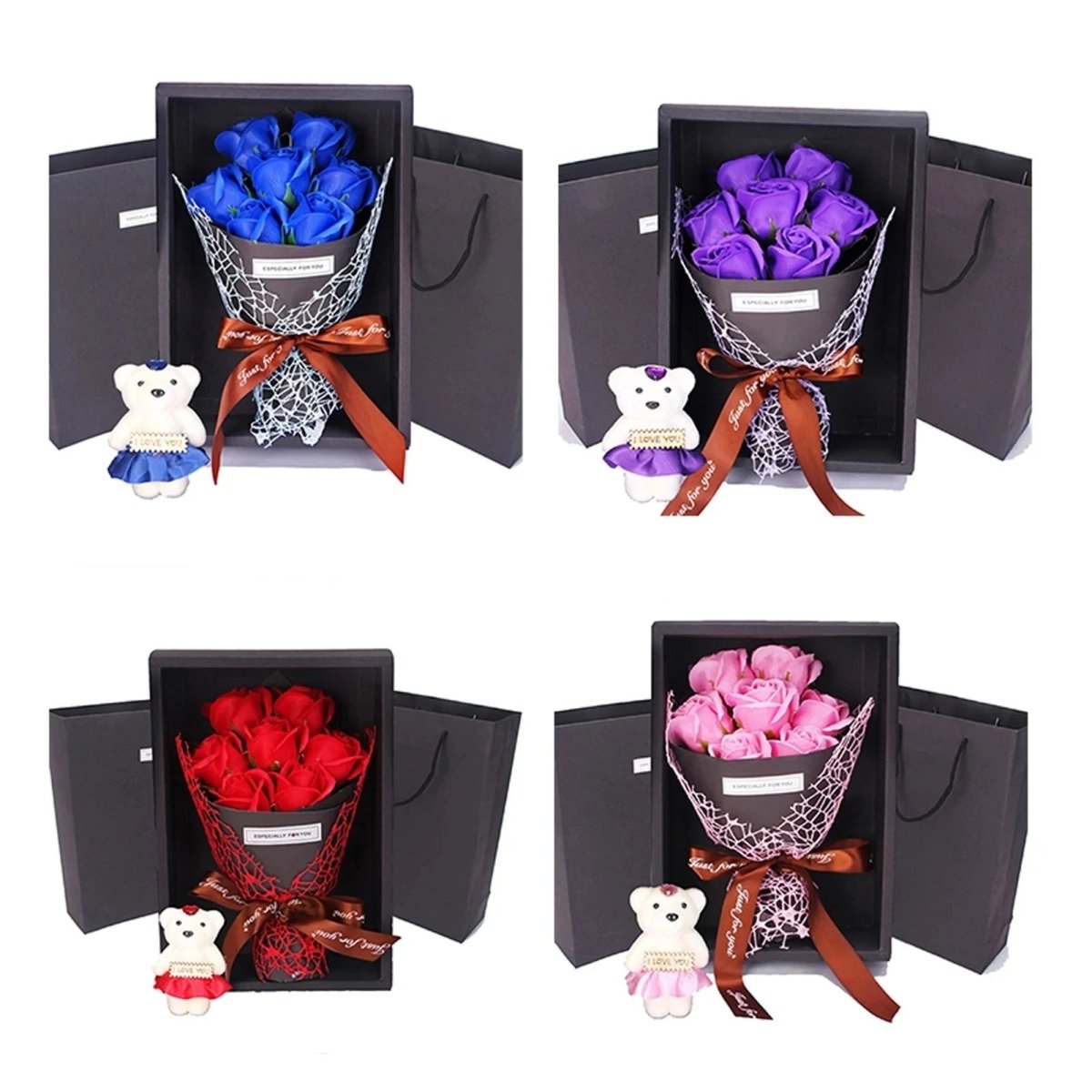 HOMEBLOOM – 7 Heads Rose Artificial Bouquet Flower for Valentine’s Day and Interior Decor