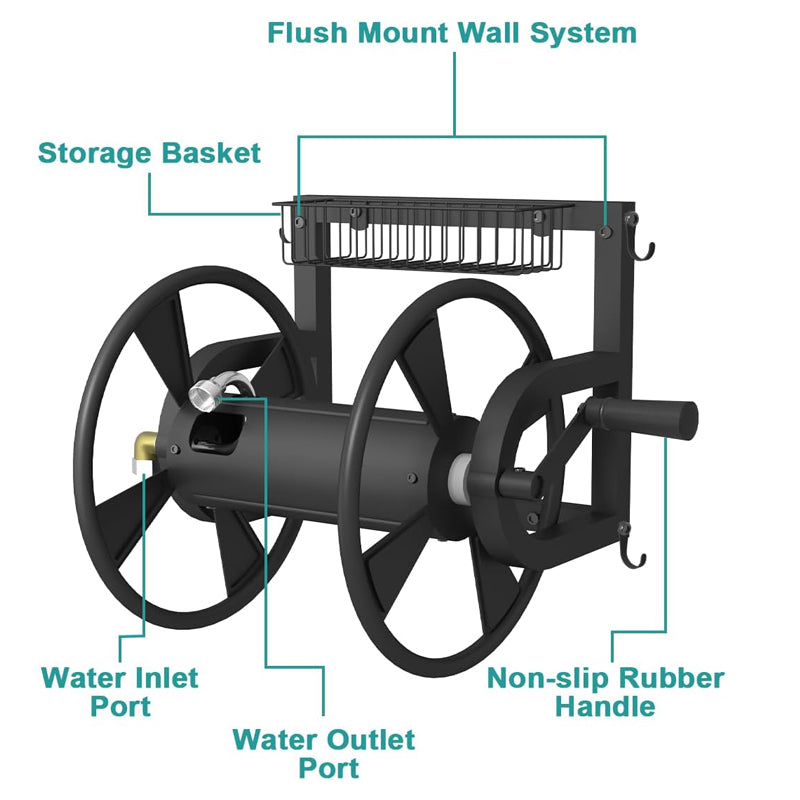 Garden Wall Mounted Hose Reel with Hook（🔥 Pre-order Now – Ships in 30 Days!）