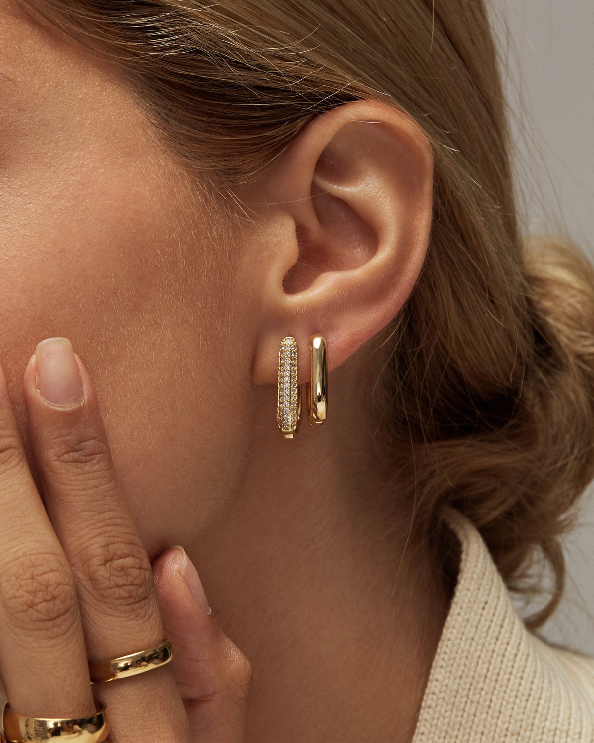 Gold Rectangle Hoops