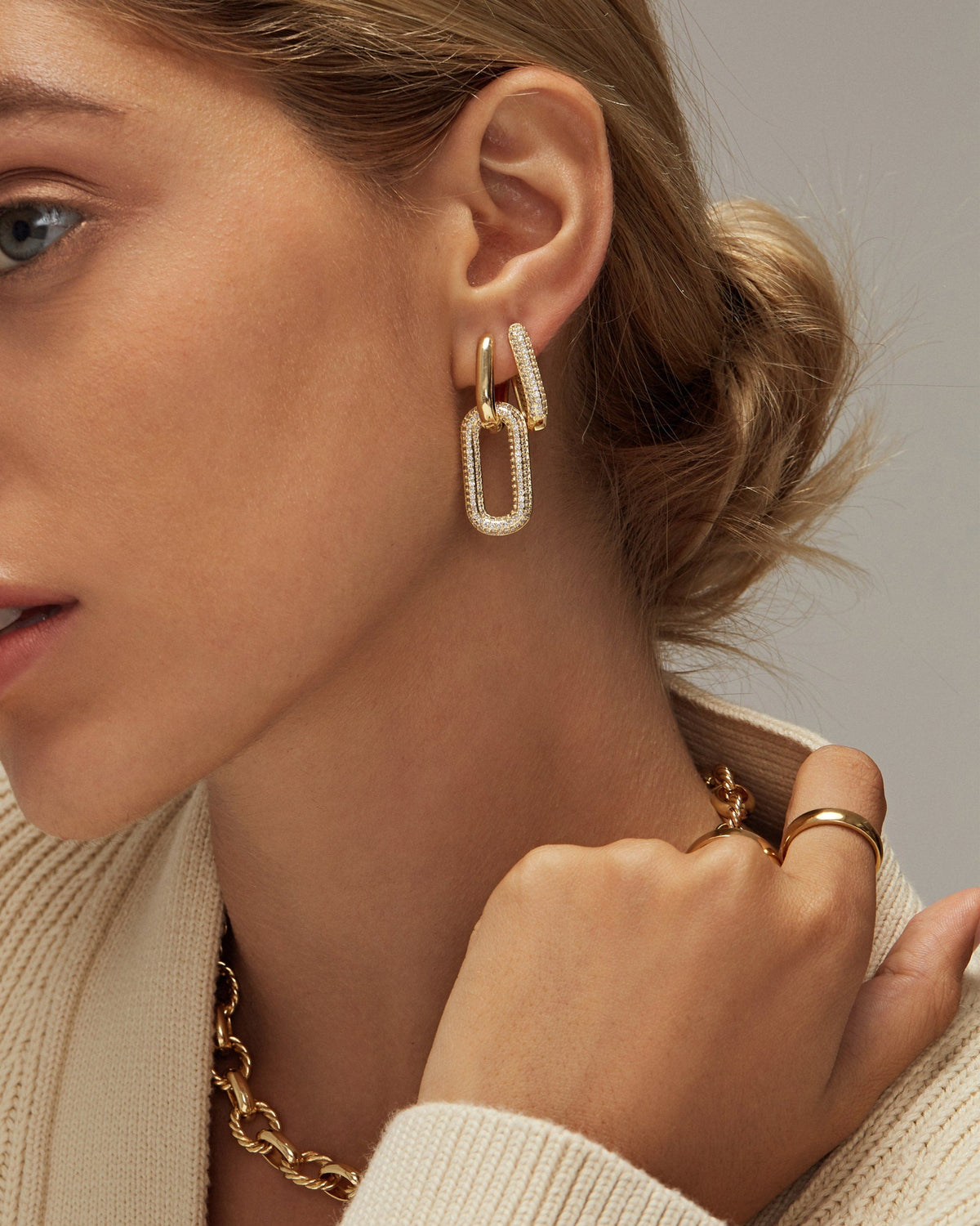 Gold Rectangle Hoops