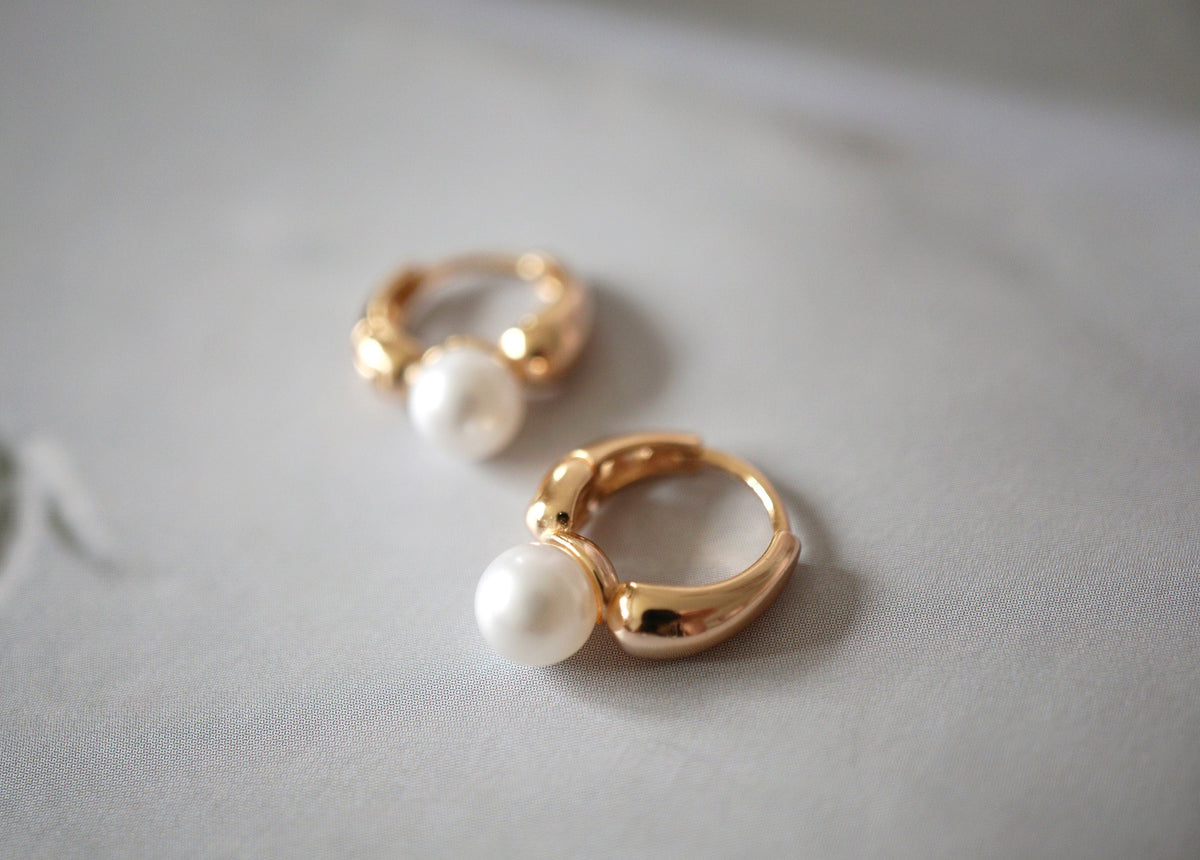 Pearl 925 Silver Hoop Earrings