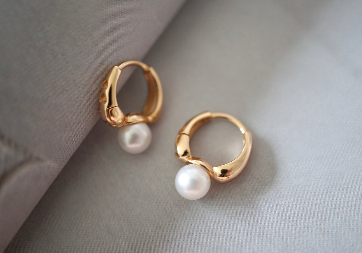 Pearl 925 Silver Hoop Earrings