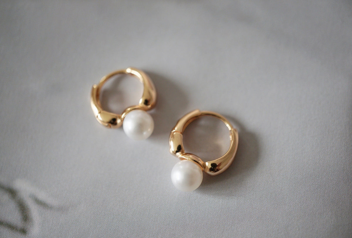 Pearl 925 Silver Hoop Earrings