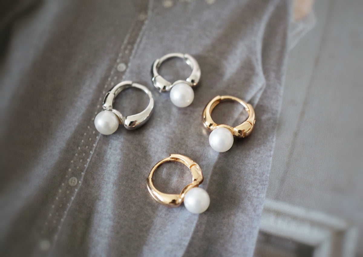 Pearl 925 Silver Hoop Earrings