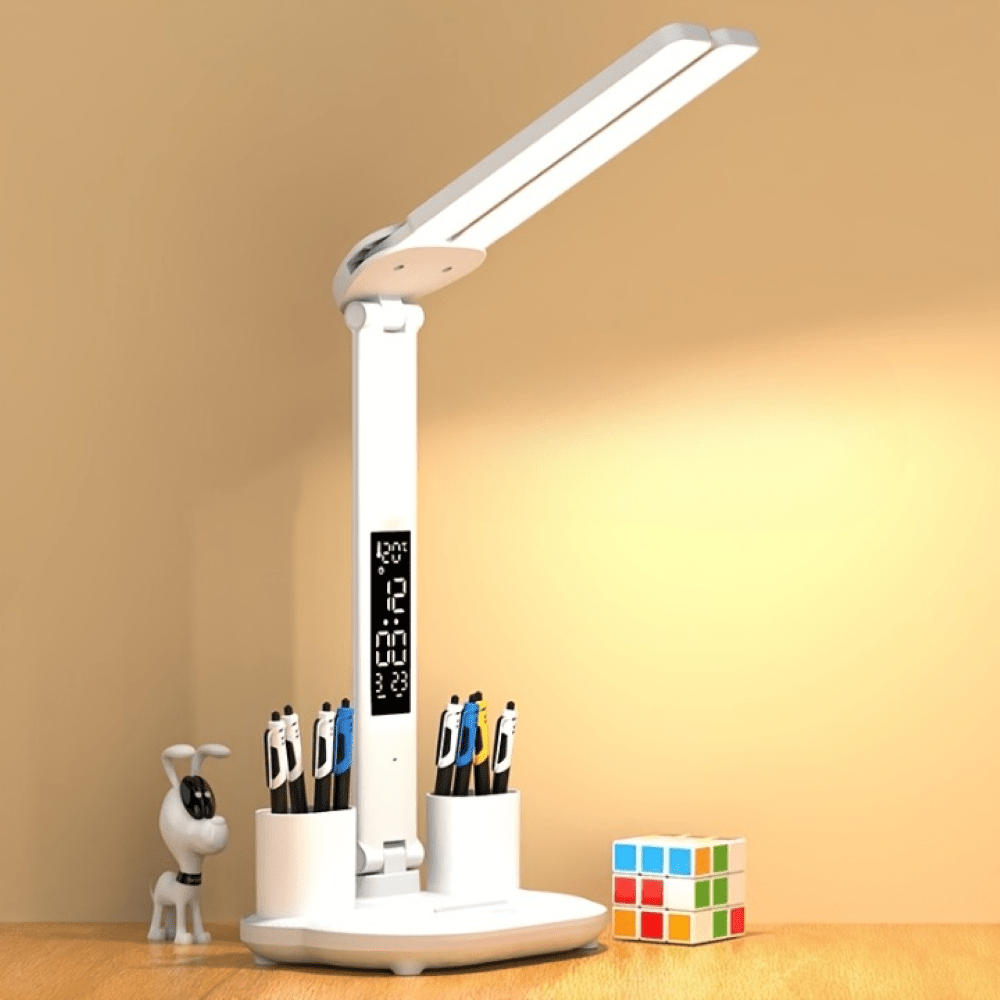 ILLUMAX – Versatile Dual-Head LED Desk Lamp with Touch Sensor and USB Power