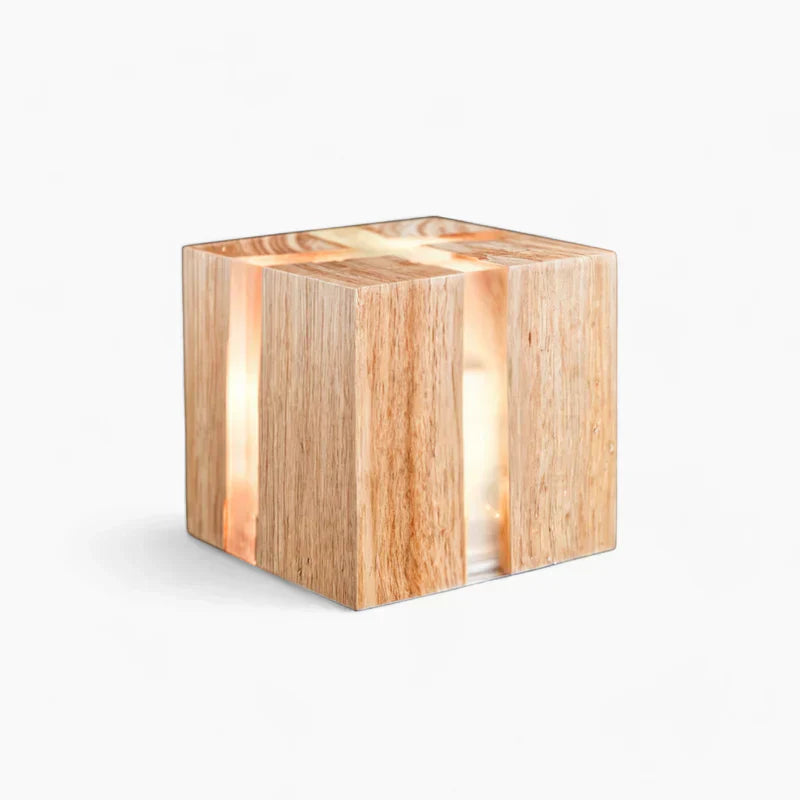 Modern crackling wood table lamp