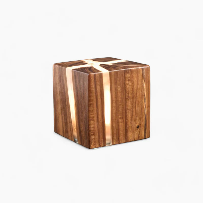 Modern crackling wood table lamp