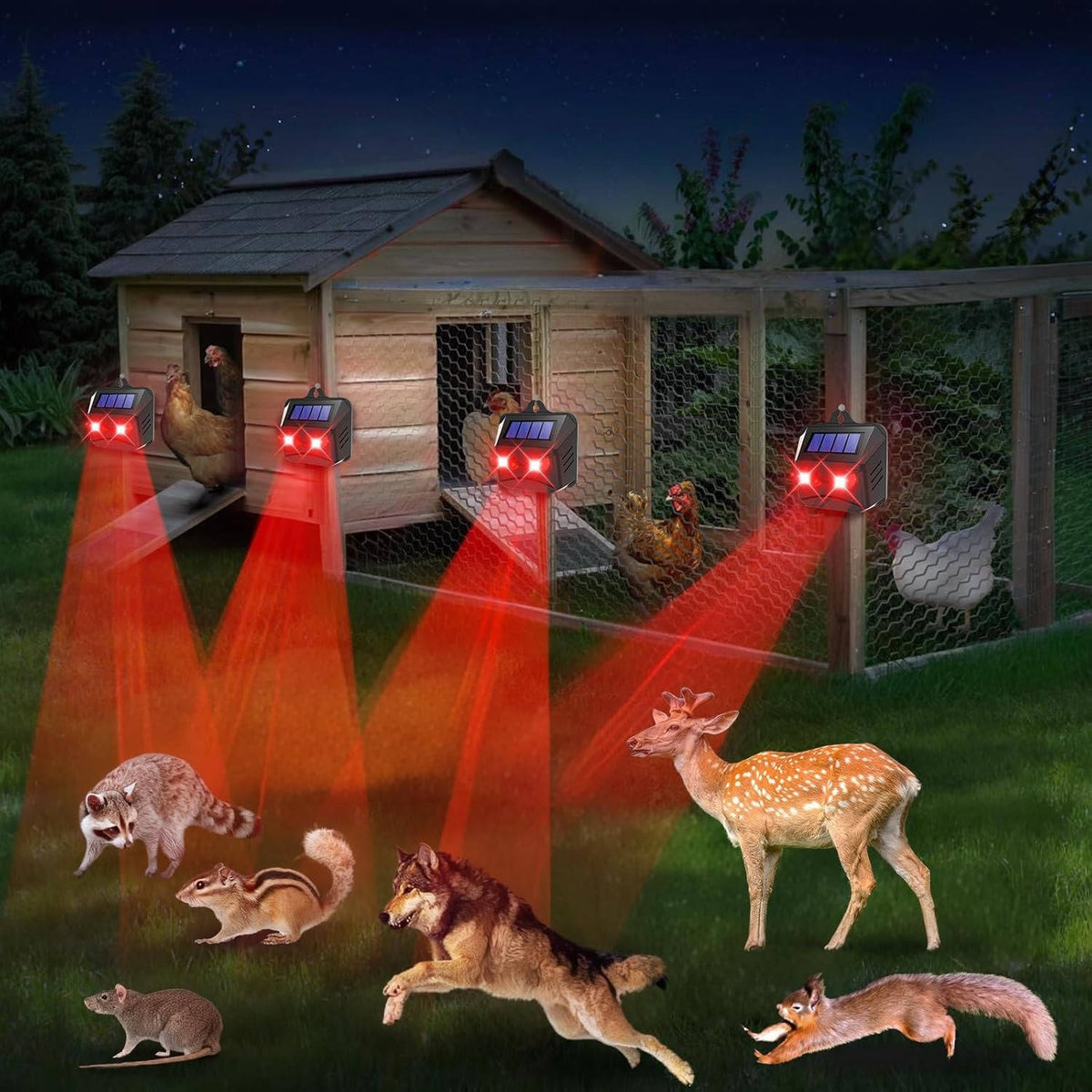 2pcs Solar Powered Ultrasonic Animal Repellent