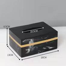 DECORVA – Elegant Black Marble Accent Tray for Luxury Bathroom Decor
