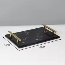 DECORVA – Elegant Black Marble Accent Tray for Luxury Bathroom Decor