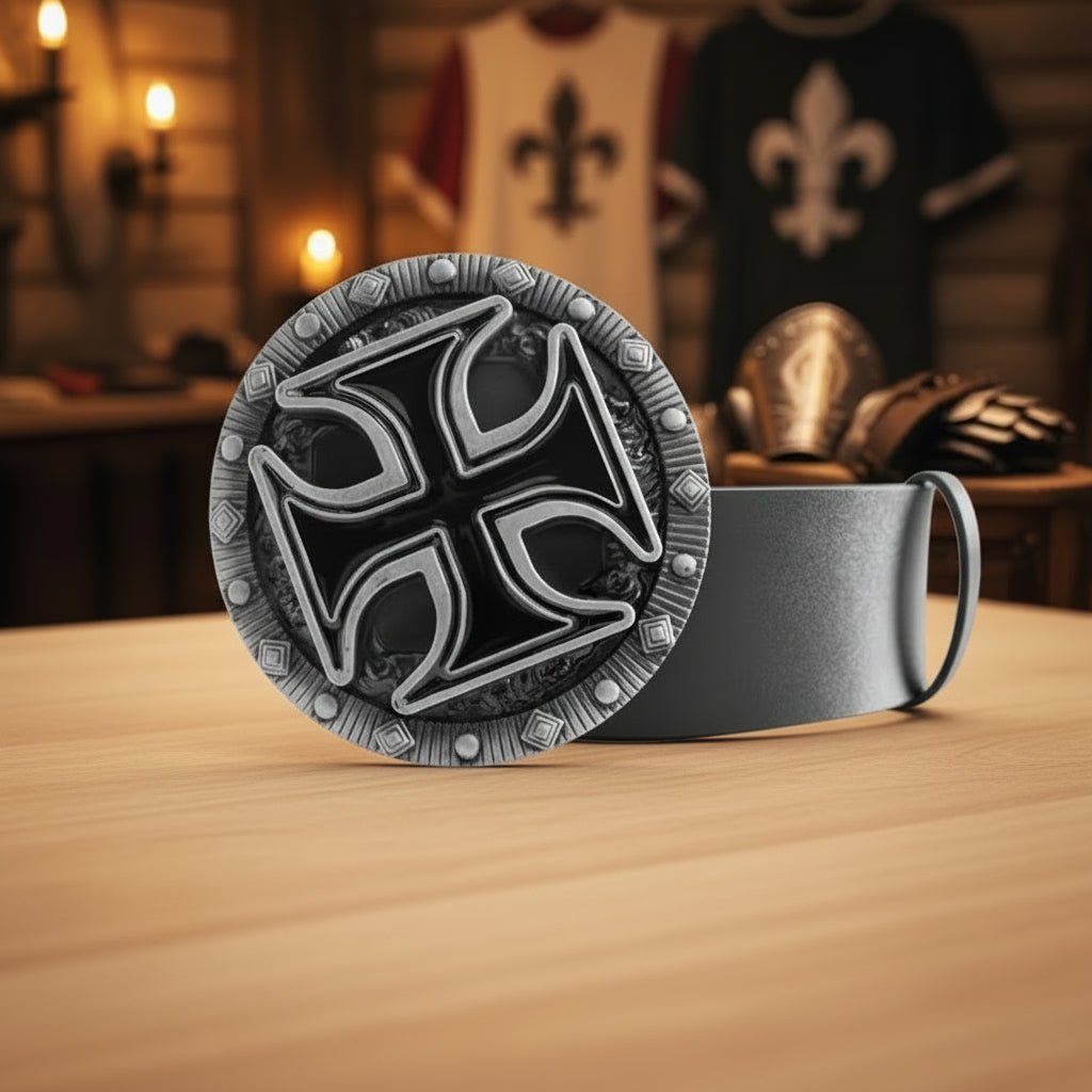 IRONCROSS – Medieval Templar Leather Belt for Authentic Knight Costumes