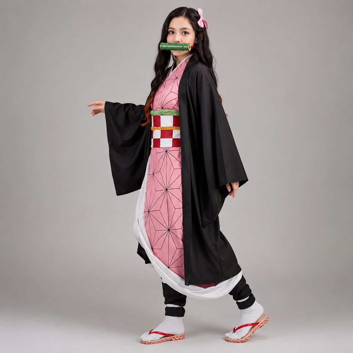Kids' Halloween Anime Cosplay Costume and Outfit Set with Kimono Haori Jacket and Wide Leg Wraps