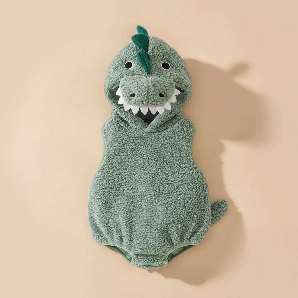 Kids' Halloween Baby Dinosaur Costume Hooded Romper with Spikes and Tail for Toddler T-Rex