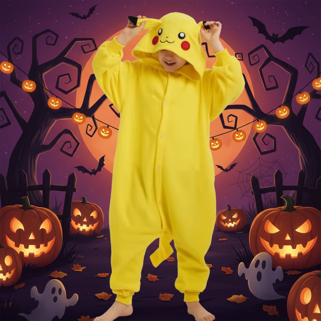 Kids' Halloween Christmas Onesie Pajamas with Character Hood and Fleece for Xmas Party