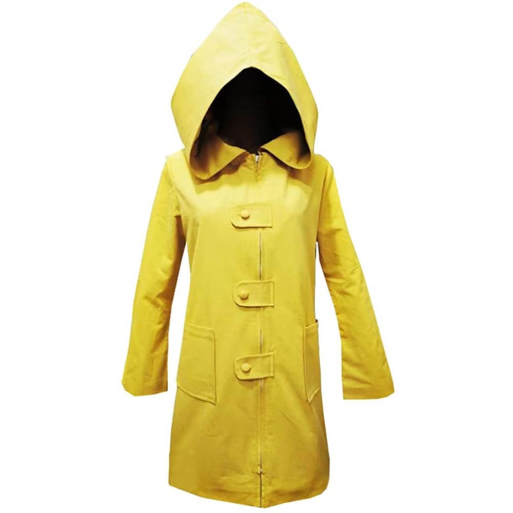 Kids' Halloween Cosplay Costume Yellow Raincoat Jacket with Hooded Design and Front Zipper Closure