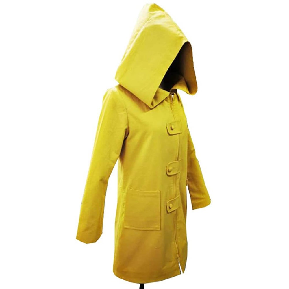 Kids' Halloween Cosplay Costume Yellow Raincoat Jacket with Hooded Design and Front Zipper Closure