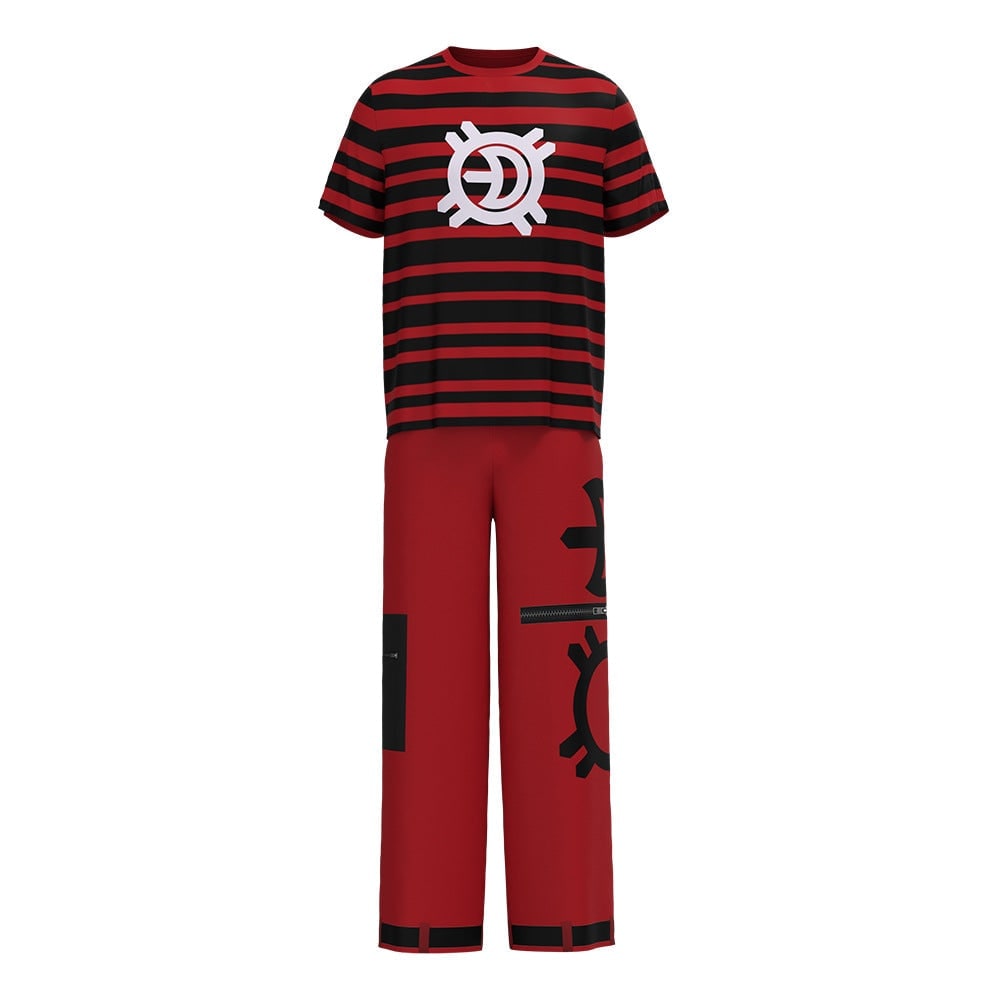 Kids' Halloween Costume Vampire Cosplay Set with High Collar Jacket and Striped Tee