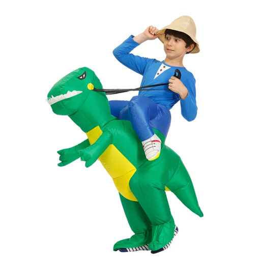 Kids' Halloween Inflatable Dinosaur Costume Outfit Suit with Built-In Fan and Ride-On Design