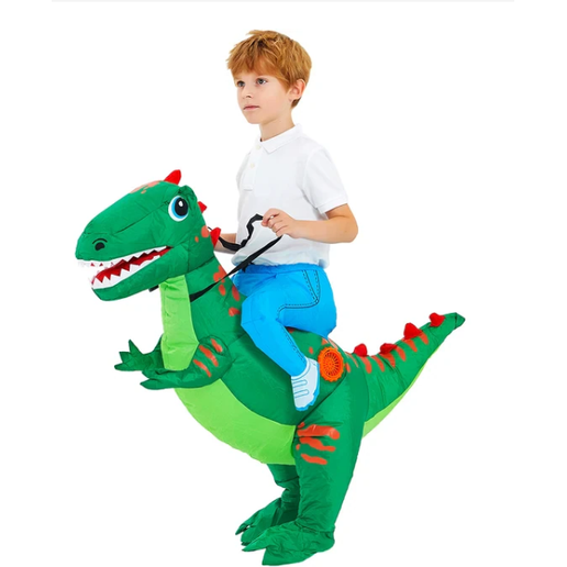 Kids' Halloween Inflatable Dinosaur Costume Outfit Suit with Built-In Fan and Ride-On Design