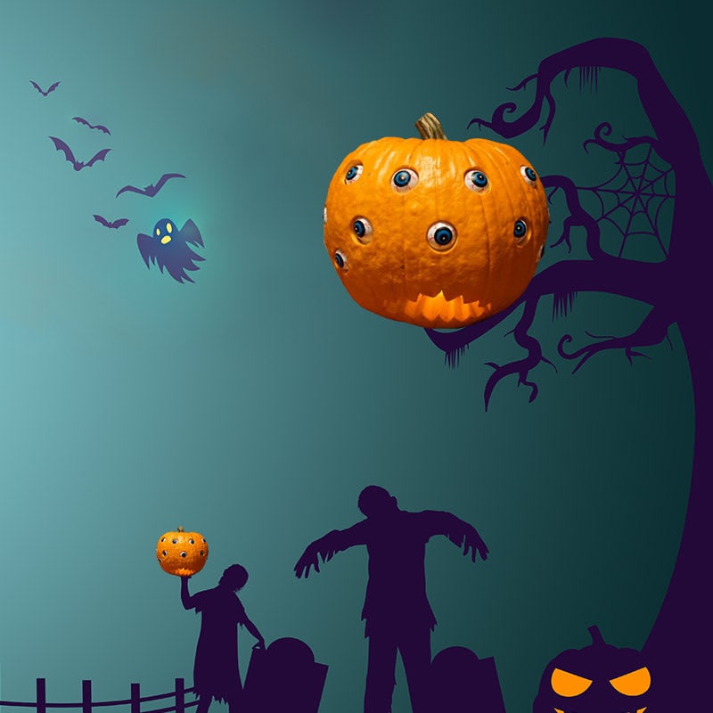 Kids' Halloween Jack O Lantern Pumpkin Decor with Animatronic Moving Eyes for Scary Party Prop