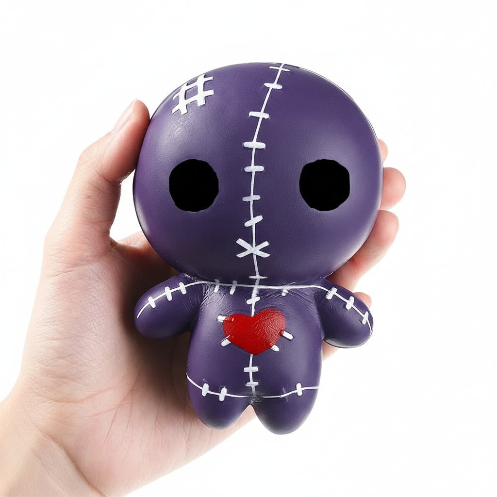 Kids' Halloween Squishy Toy Stress Relief with Slow Rising Foam Voodoo Doll Design and Stitched Details
