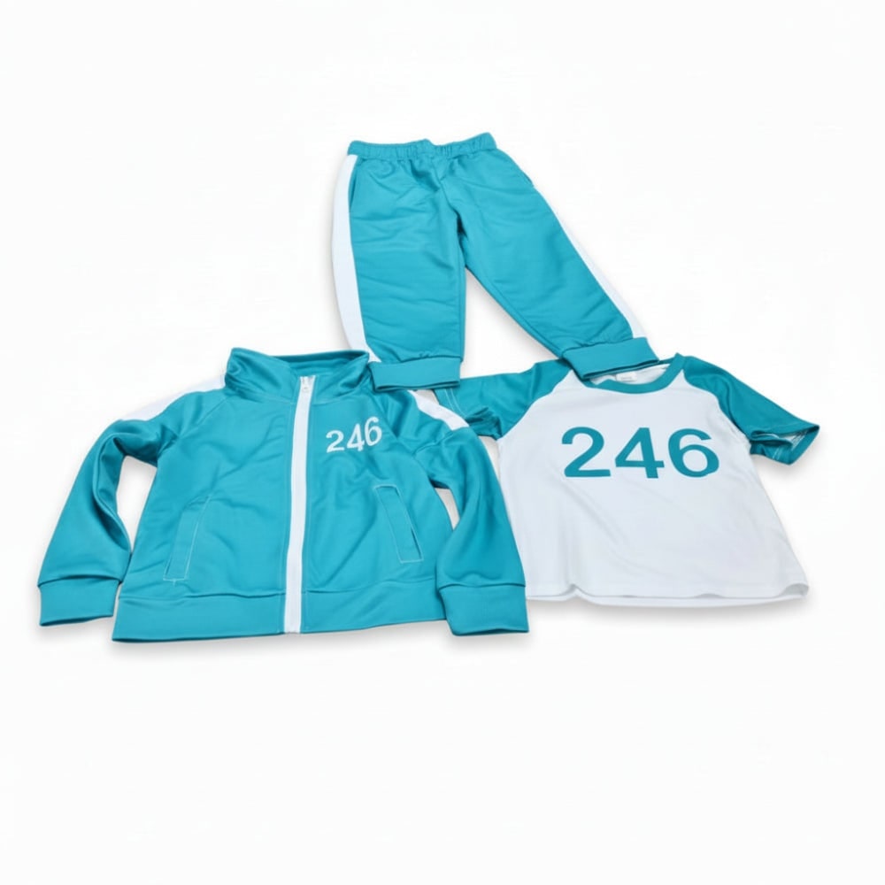 Kids' Halloween Three-Piece Costume Set with Numbers and Side Stripes Tracksuit