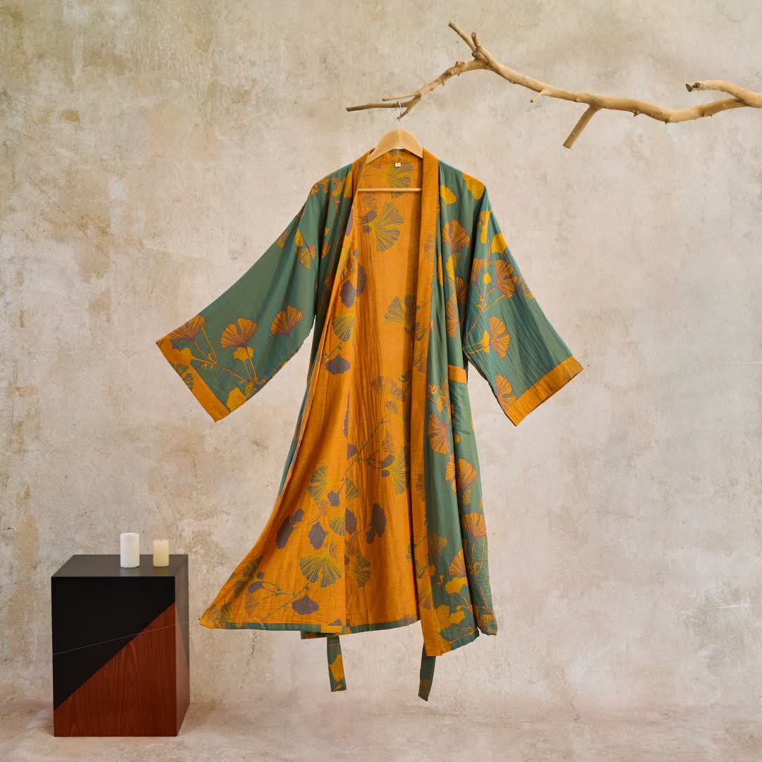 KIMORAE – Reversible Cotton Kimono Bathrobe for All-Season Comfort