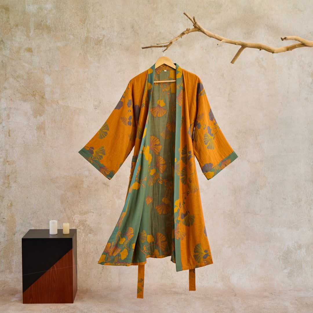 KIMORAE – Reversible Cotton Kimono Bathrobe for All-Season Comfort