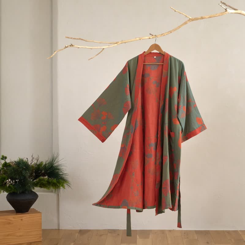 KIMORAE – Reversible Cotton Kimono Bathrobe for All-Season Comfort