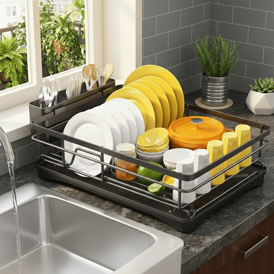 KITCHDRY – Large Dish Drainer with Drainboard