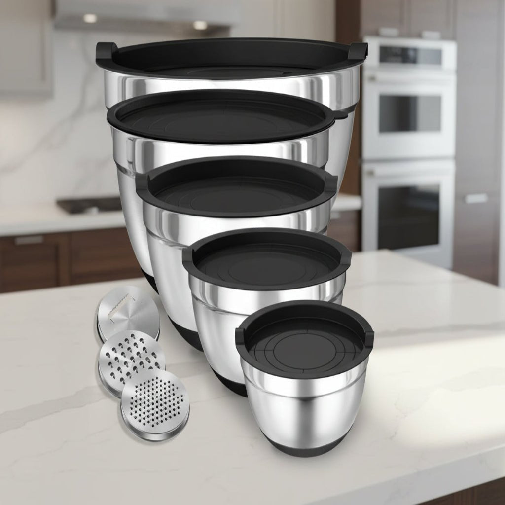 KITCHLY – Stainless Steel Mixing Bowl Set with Airtight Lids