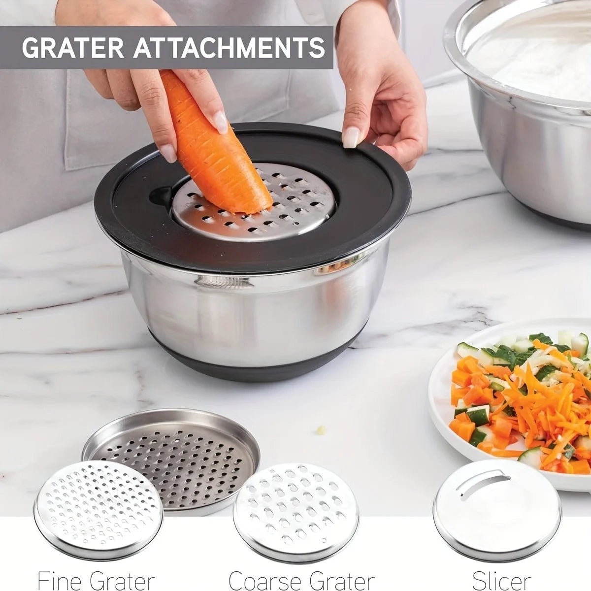 KITCHLY – Stainless Steel Mixing Bowl Set with Airtight Lids