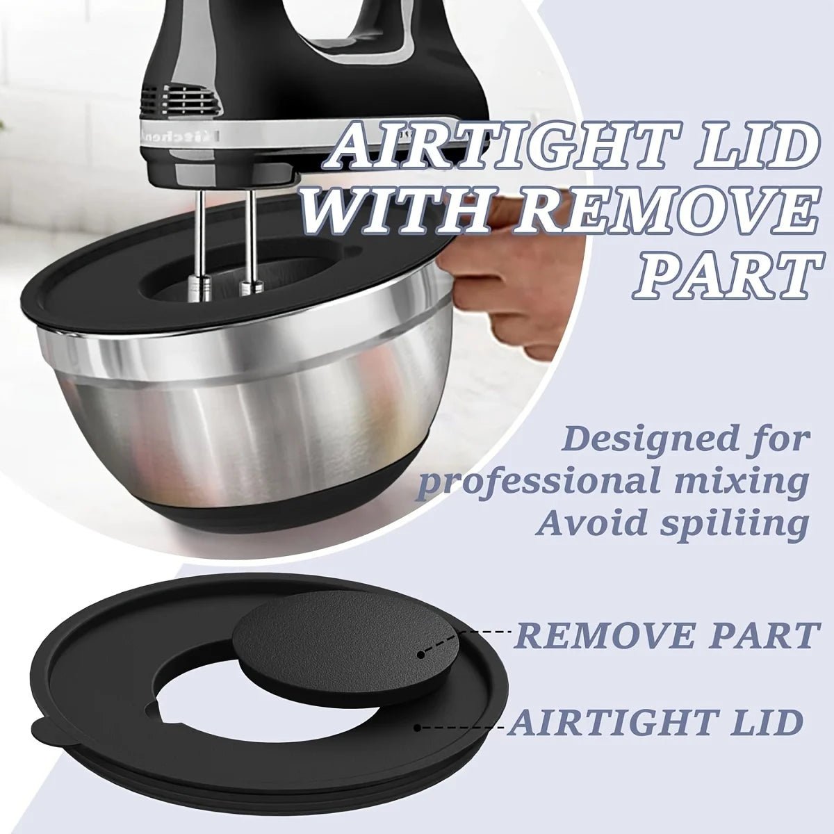 KITCHLY – Stainless Steel Mixing Bowl Set with Airtight Lids