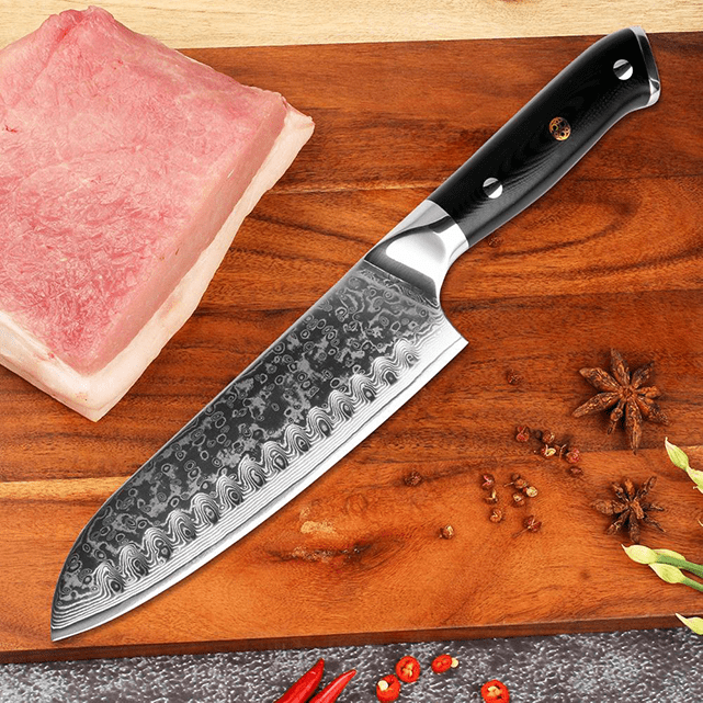 Akarui (あかるい) Japanese Santoku Chef Knife with Ebony Handle