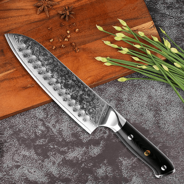 Akarui (あかるい) Japanese Santoku Chef Knife with Ebony Handle