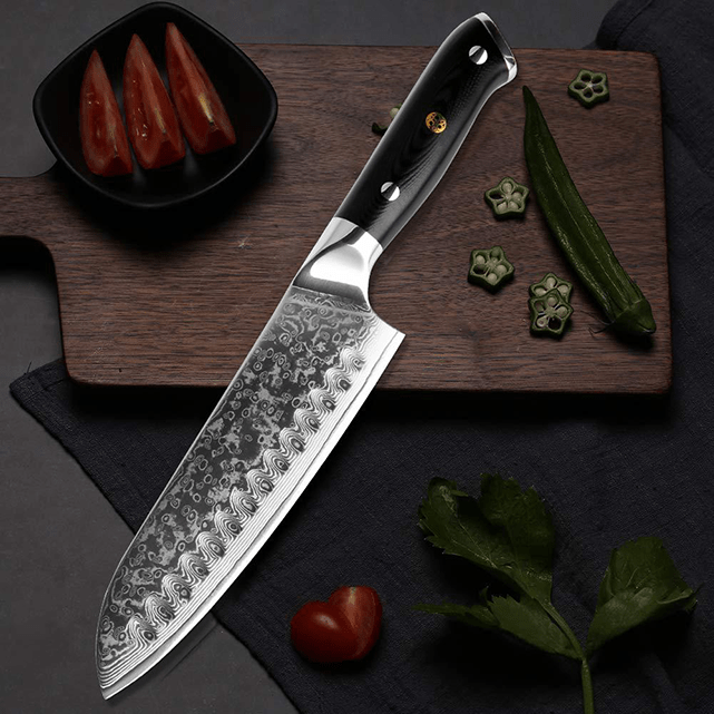 Akarui (あかるい) Japanese Santoku Chef Knife with Ebony Handle