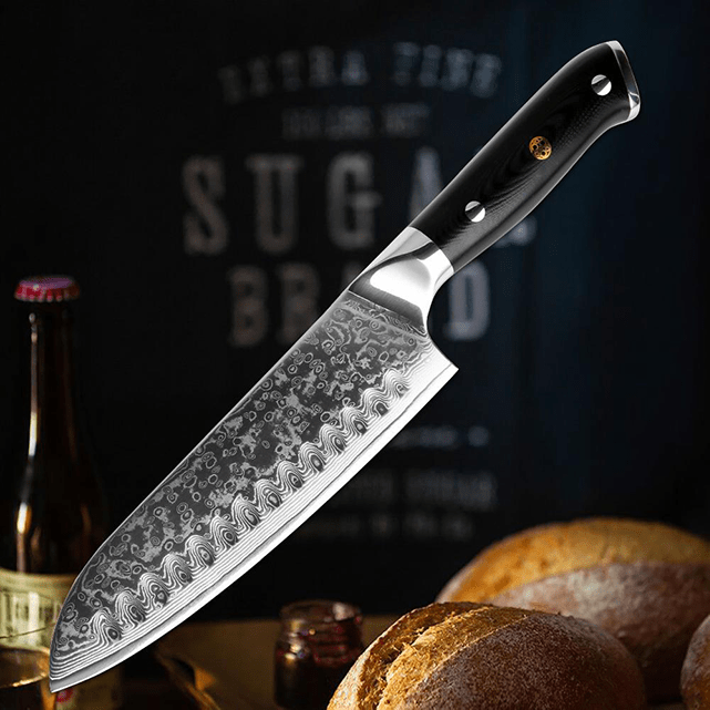 Akarui (あかるい) Japanese Santoku Chef Knife with Ebony Handle