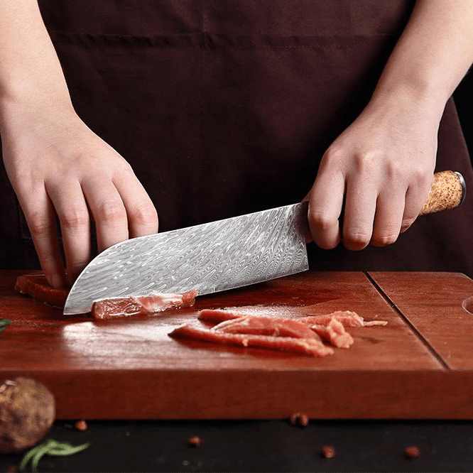 SAKUTO (作東) Japanese Damascus Steel Kitchen Knife Set With Blue Handle