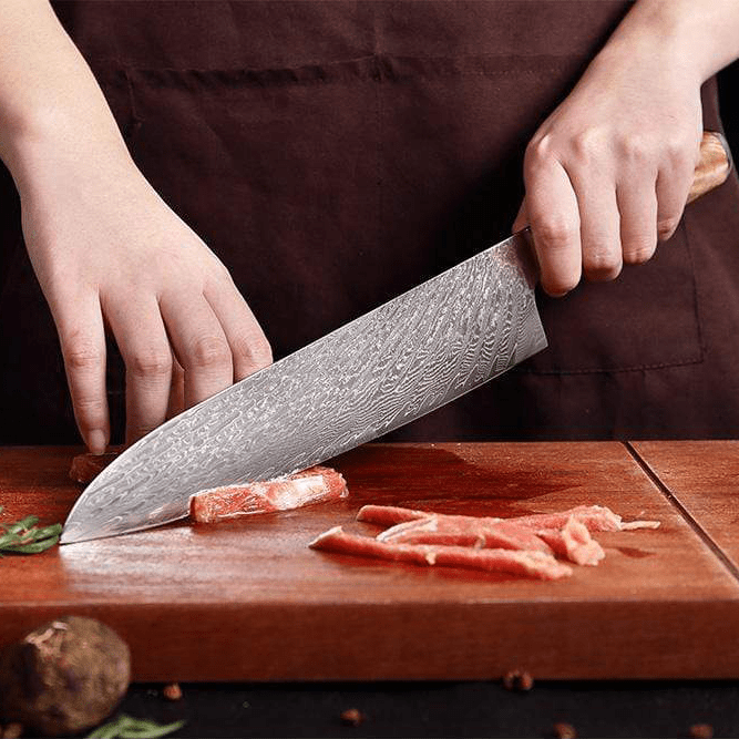 SAKUTO (作東) Japanese Damascus Steel Kitchen Knife Set With Blue Handle